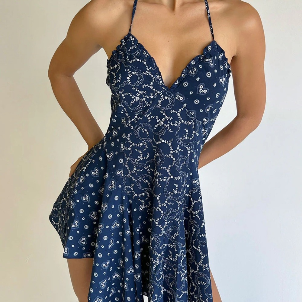 Frankie’s Bikinis Tie Halter Bandana Dress